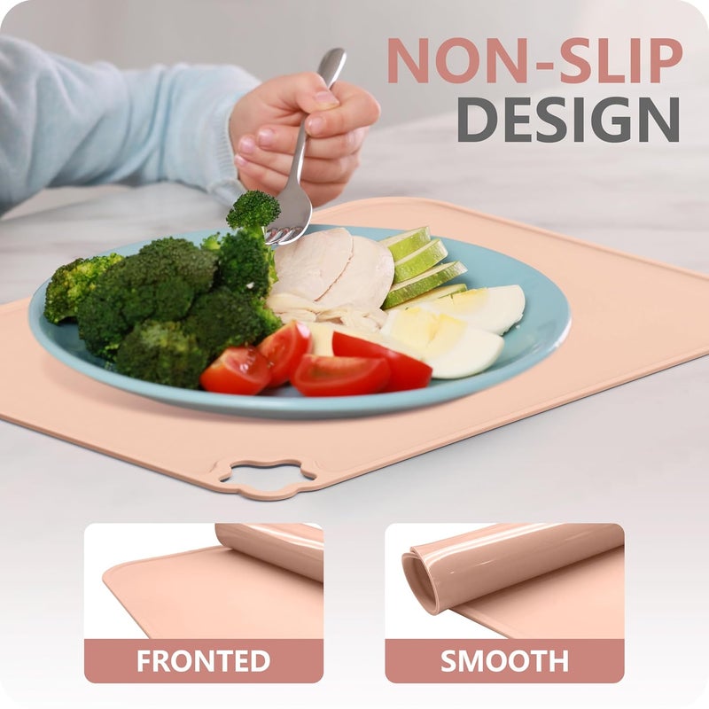 Cutebe Silicone Placemat for Toddles Kids Non-Slip Reusable Portable Kids Placemats for Dinning Table Heat Resistant Placemats, Baby Placemat Stain Resistant Silicone Mat for Dining Table 3 Pack - Image 5